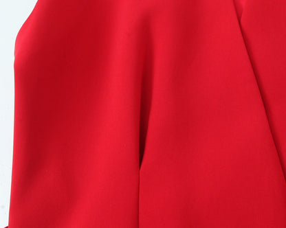 Trafza feminino romântico colete vermelho conjunto com decote em v com cinto ca