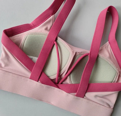 Conjunto de yoga integrado com bloqueio de cor de alta intensidade, 2 peças, ro