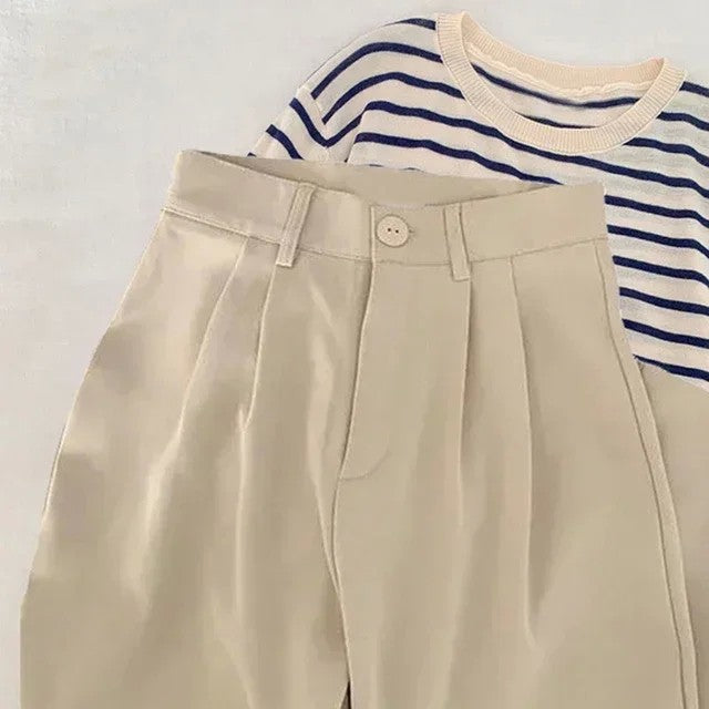 Mulheres sólida cintura alta terno calças outono em linha reta moda casual bot