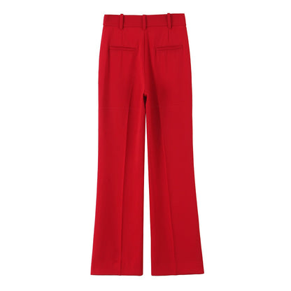 Trafza feminino romântico colete vermelho conjunto com decote em v com cinto ca
