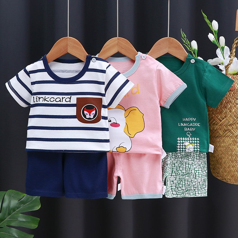 Crianças conjunto de roupas do bebê menino/menina camiseta + shorts roupas ver