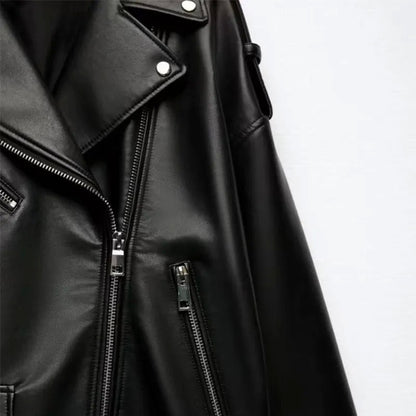 Jaqueta de couro preta feminina