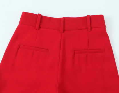 Trafza feminino romântico colete vermelho conjunto com decote em v com cinto ca