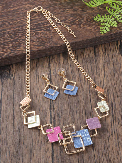 Moda simples gotejamento óleo geométrico conjuntos de jóias para acessórios