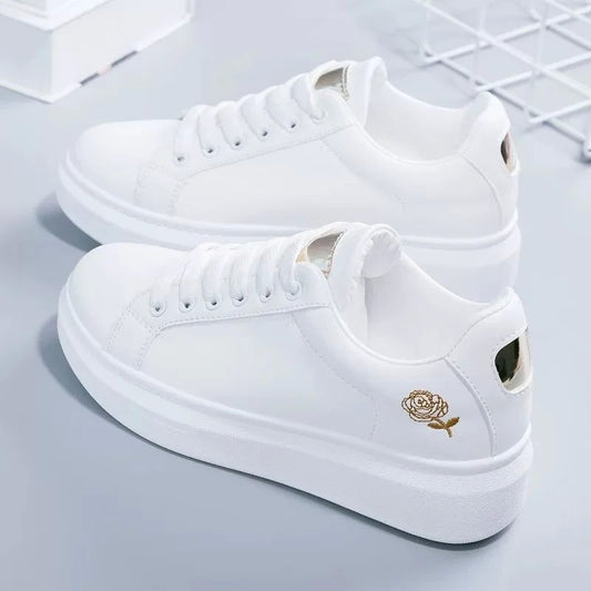Sapatos 2025 mulheres corrida primavera outono moda branco treino bordado flor r