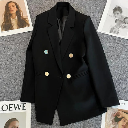 Jaqueta feminina branca com fivela de metal verde, casual, versátil, de alta qu